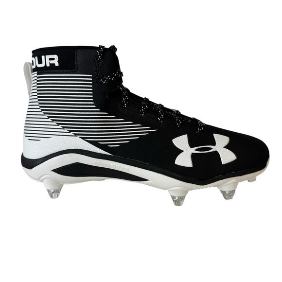 Under Armour Mens Football Cleats Black White Sz 10 - Picture 1 of 9